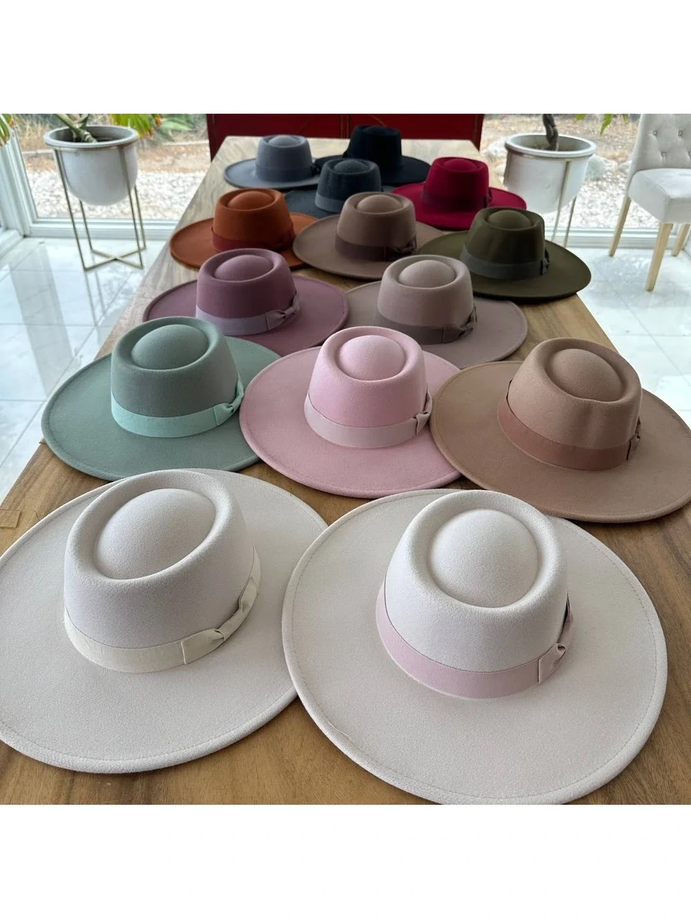Structured Boater Wide Brim Hat